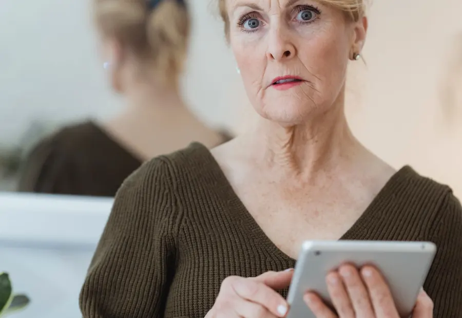 Adult using a tablet in an everyday setting
